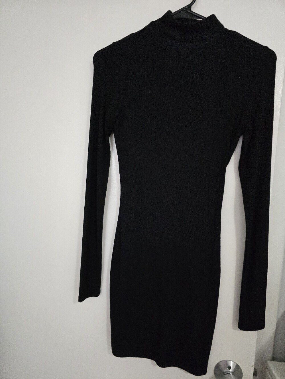 Windsor Black Long-Sleeve Turtleneck Bodycon Dress